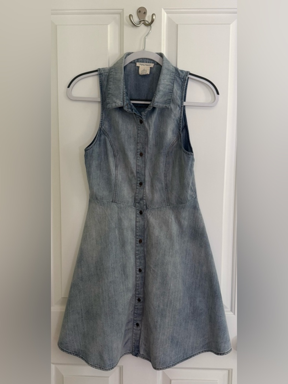 Flying Tomato Sleeveless Denim Fit and Flare Dress - Light Blue Women's Size SM